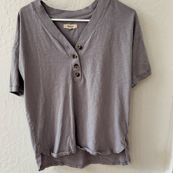 🤍 Madewell Purple Ringspun Cotton Relaxed Henley T Shirt Small 🤍 - Picture 2 of 9